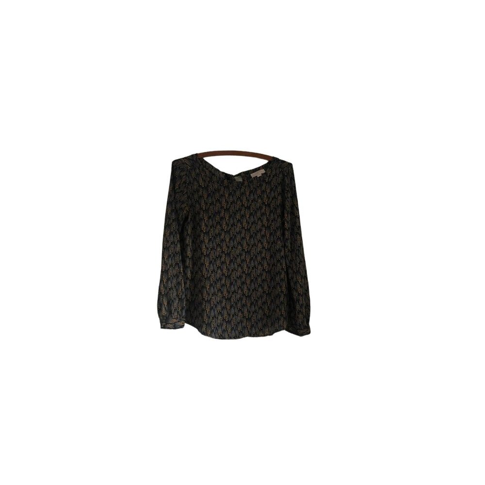 LOFT Women's Shooting Stars Tie Back Long Sleeve Blouse XSmall Petite